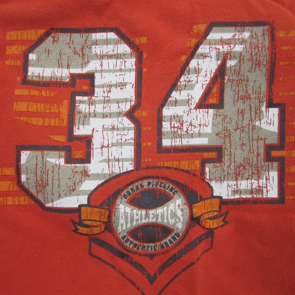 rugby graphic long sleeve orange tee size 8 - Picture 5 of 5